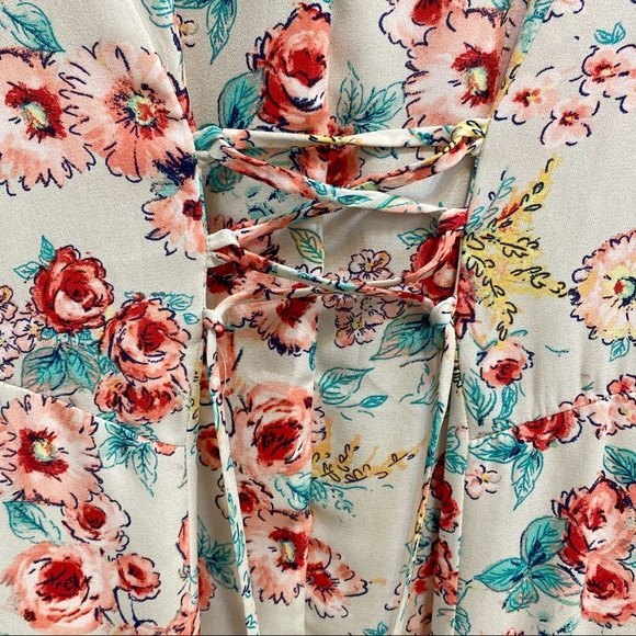 S.o.r.a.d. NWT Women's Floral Tie Back Button Front Short Sleeve Dress L - Picture 5 of 7